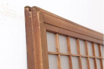 アンティーク建具　昭和初期　風情のある空間づくりにおすすめな引分猫間障子戸2枚セット(引き戸、建具)(R-044353)