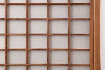 アンティーク建具　昭和初期　風情のある空間づくりにおすすめな引分猫間障子戸2枚セット(引き戸、建具)(R-044354)