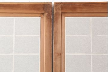 アンティーク建具　昭和初期　風情のある空間づくりにおすすめな引分猫間障子戸2枚セット(引き戸、建具)(R-044354)