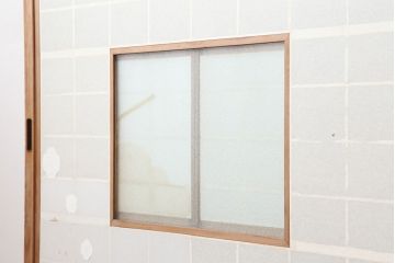 アンティーク建具　昭和初期　風情のある空間づくりにおすすめな引分猫間障子戸2枚セット(引き戸、建具)(R-044355)