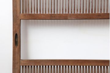 アンティーク建具　大正昭和初期　裏障子付きの趣のある格子戸2枚セット(帯ガラス戸、障子戸、引き戸、建具)(R-044358)
