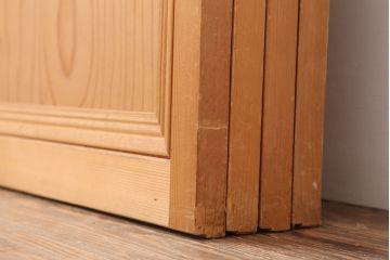 中古　昭和後期　角麻文様　すりガラス　明るい和の空間を演出する組子ガラス戸4枚セット(引き戸、建具)(R-044359)