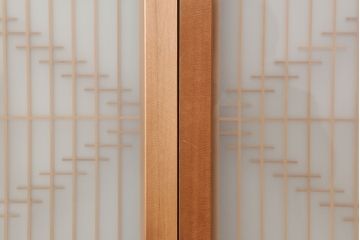 中古　昭和後期　角麻文様　すりガラス　明るい和の空間を演出する組子ガラス戸4枚セット(引き戸、建具)(R-044359)