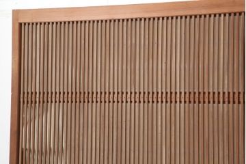 アンティーク建具　裏障子付き　銀モールガラス入り　和風の空間づくりにおすすめな格子戸4枚セット(ガラス帯戸、引き戸、建具)(R-044360)