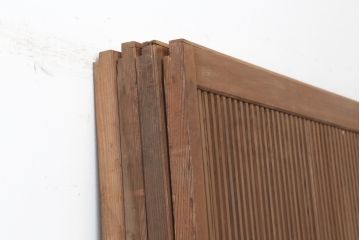 アンティーク建具　裏障子付き　銀モールガラス入り　和風の空間づくりにおすすめな格子戸4枚セット(ガラス帯戸、引き戸、建具)(R-044360)