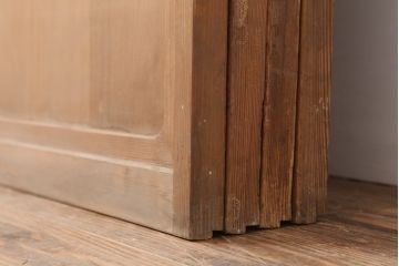 アンティーク建具　裏障子付き　銀モールガラス入り　和風の空間づくりにおすすめな格子戸4枚セット(ガラス帯戸、引き戸、建具)(R-044360)