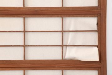 アンティーク建具　裏障子付き　銀モールガラス入り　和風の空間づくりにおすすめな格子戸4枚セット(ガラス帯戸、引き戸、建具)(R-044360)