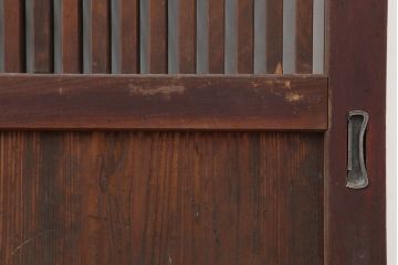 アンティーク建具　和製アンティーク　明治期　経年による味わいが魅力的な格子帯戸2枚セット(板戸、建具、引き戸)(R-044362)