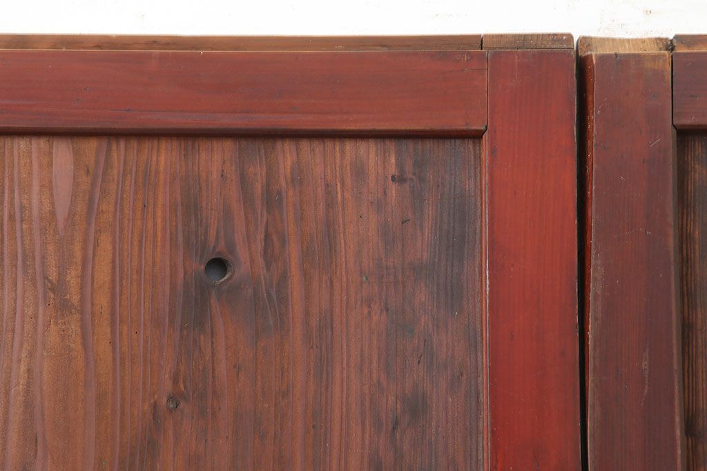 アンティーク建具　和製アンティーク　明治期　経年による味わいが魅力的な格子帯戸2枚セット(板戸、建具、引き戸)(R-044362)