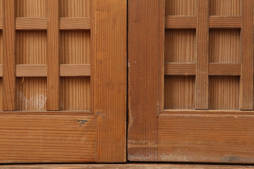 アンティーク建具　昭和中期　和モダンな空間演出におすすめな板戸2枚セット(引き戸、建具)(R-044363)