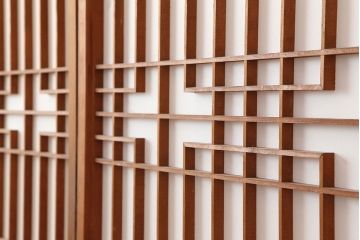 アンティーク建具　昭和レトロ　組子のデザインが魅力的な障子戸4枚セット(建具、引き戸)(R-044364)