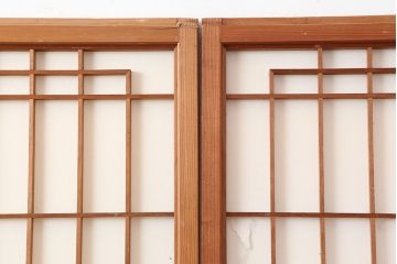 アンティーク建具　昭和レトロ　組子のデザインが魅力的な障子戸4枚セット(建具、引き戸)(R-044364)