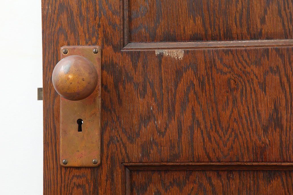 アンティーク建具　昭和初期　突き板仕上げ　独特な木目が目を引く木製ドア　(R-044365)