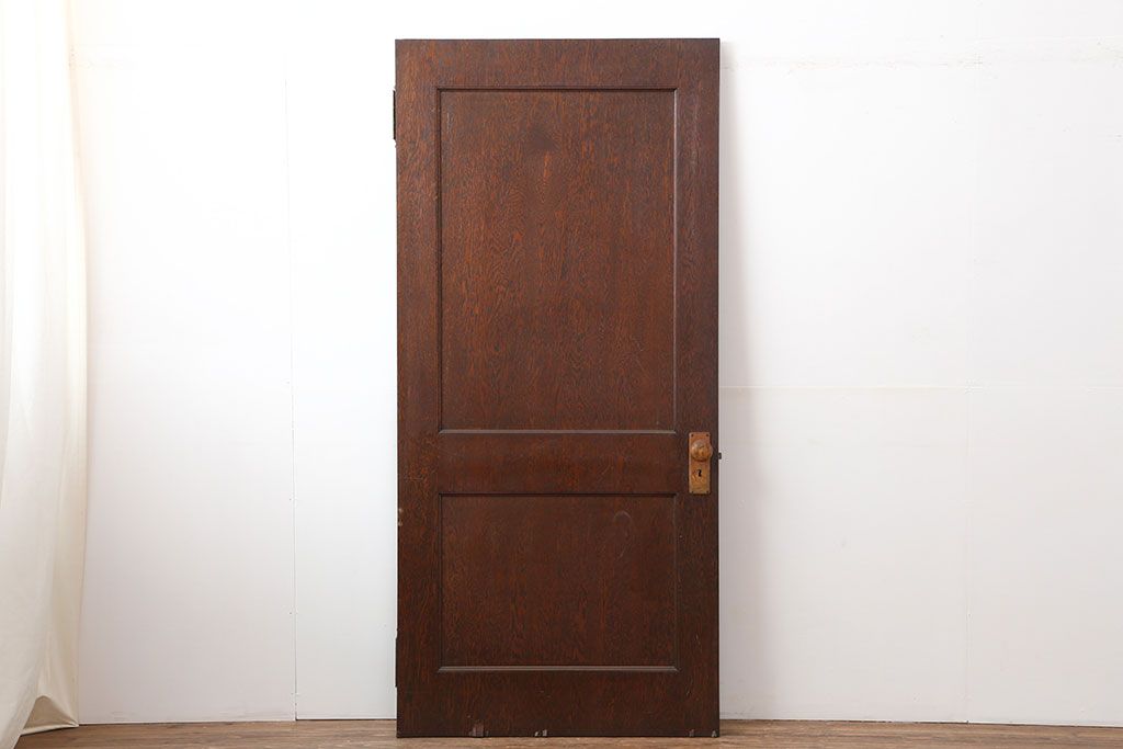 アンティーク建具　昭和初期　突き板仕上げ　独特な木目が目を引く木製ドア　(R-044365)