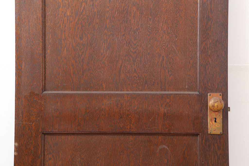 アンティーク建具　昭和初期　突き板仕上げ　独特な木目が目を引く木製ドア　(R-044365)