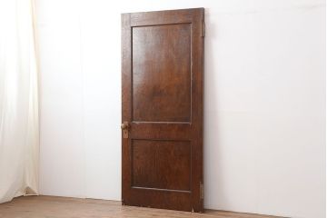 アンティーク建具　昭和初期　突き板仕上げ　独特な木目が目を引く木製ドア(木製扉)(R-044365)