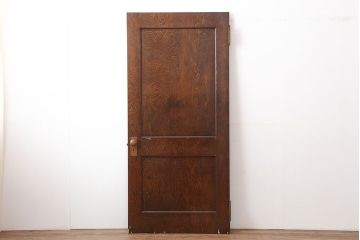 アンティーク建具　昭和初期　突き板仕上げ　独特な木目が目を引く木製ドア(木製扉)(R-044365)