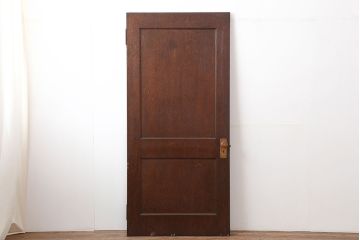 アンティーク建具　昭和初期　突き板仕上げ　独特な木目が目を引く木製ドア(木製扉)(R-044365)