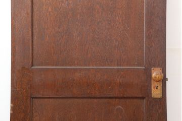 アンティーク建具　昭和初期　突き板仕上げ　独特な木目が目を引く木製ドア(木製扉)(R-044365)
