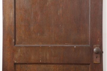 アンティーク建具　昭和初期　突き板仕上げ　独特な木目が目を引く木製ドア(木製扉)(R-044366)