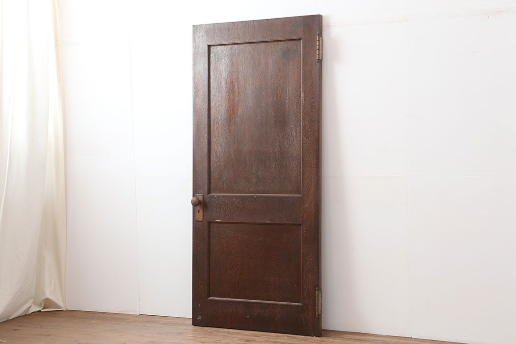 アンティーク建具　昭和初期　突き板仕上げ　独特な木目が目を引く木製ドア　(R-044367)
