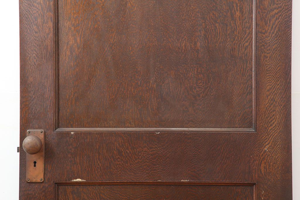 アンティーク建具　昭和初期　突き板仕上げ　独特な木目が目を引く木製ドア　(R-044367)