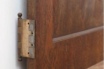 アンティーク建具　昭和初期　突き板仕上げ　独特な木目が目を引く木製ドア　(R-044367)