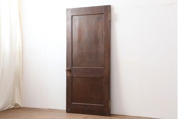 アンティーク建具　昭和初期　突き板仕上げ　独特な木目が目を引く木製ドア(木製扉)(R-044367)