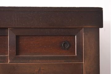 アンティーク家具　明治大正期　黒柿　ダイヤガラス入り　和レトロな空間におすすめの三尺水屋箪笥(収納棚、戸棚、キャビネット)(R-044369)