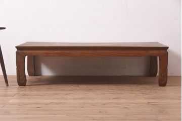 アンティーク家具　昭和中期　総栗材　優しげな雰囲気が魅力の座卓(ローテーブル、センターテーブル)(R-044371)