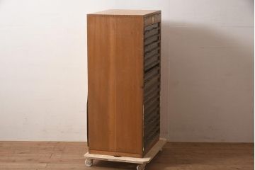 レトロ家具　昭和中期　オリヅル印　昭和レトロな佇まいが魅力のミシン糸ケース(引き出し、収納棚)(R-044372)