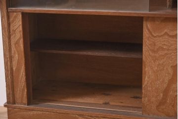 ビンテージ家具　和製ビンテージ　前面桑材貼り　和の風情漂う飾り棚(茶箪笥、茶棚、収納棚)(R-044375)