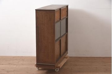 ビンテージ家具　和製ビンテージ　前面桑材貼り　和の風情漂う飾り棚(茶箪笥、茶棚、収納棚)(R-044375)