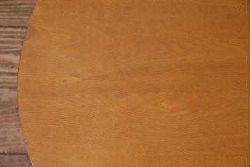 ビンテージ家具　昭和中期　タモ材　珍しいデザインのレトロな丸ちゃぶ台(座卓、折り畳みテーブル)(R-044376)