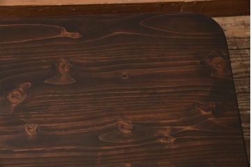 アンティーク家具　大正期　天板ヒノキ材リメイク　竹脚が目を引く角ちゃぶ台(座卓、ローテーブル、折り畳みテーブル)(R-044377)