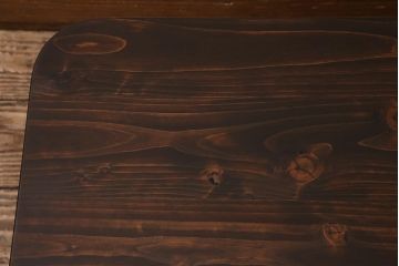 アンティーク家具　大正期　天板ヒノキ材リメイク　竹脚が目を引く角ちゃぶ台(座卓、ローテーブル、折り畳みテーブル)(R-044377)