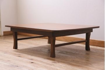アンティーク家具　昭和初期　上手物!　栓材　大振りサイズの角ちゃぶ台(座卓、ローテーブル、折り畳みテーブル)(R-044378)