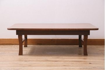 アンティーク家具　昭和初期　上手物!　栓材　大振りサイズの角ちゃぶ台(座卓、ローテーブル、折り畳みテーブル)(R-044378)