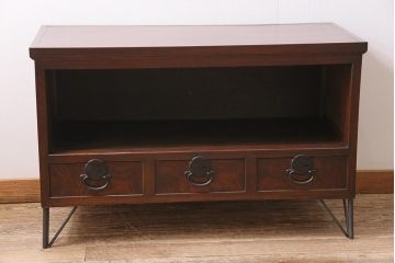アンティーク家具　リメイク　三方ケヤキ材　高級感漂う上手物のローボード(テレビボード、テレビ台、リビングボード)(R-044383)