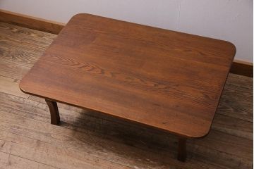 アンティーク家具　昭和初期　栓材　大振りサイズのレトロな角ちゃぶ台(座卓、ローテーブル、折り畳みテーブル)(R-044384)