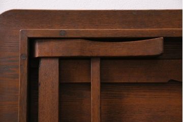 アンティーク家具　昭和初期　栓材　大振りサイズのレトロな角ちゃぶ台(座卓、ローテーブル、折り畳みテーブル)(R-044384)