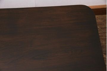 アンティーク家具　昭和初期　栓材　濃い色合いの渋さが味わい深い角ちゃぶ台(座卓、ローテーブル、折り畳みテーブル)(R-044385)