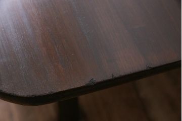 アンティーク家具　昭和初期　栓材　濃い色合いの渋さが味わい深い角ちゃぶ台(座卓、ローテーブル、折り畳みテーブル)(R-044385)