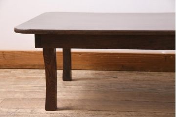 アンティーク家具　昭和初期　栓材　濃い色合いの渋さが味わい深い角ちゃぶ台(座卓、ローテーブル、折り畳みテーブル)(R-044385)