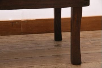 アンティーク家具　昭和初期　栓材　濃い色合いの渋さが味わい深い角ちゃぶ台(座卓、ローテーブル、折り畳みテーブル)(R-044385)