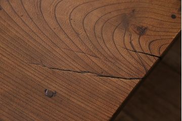 アンティーク家具　明治大正期　総ケヤキ材　重厚で味わい深い角ちゃぶ台(座卓、ローテーブル、折り畳みテーブル)(R-044386)