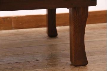 アンティーク家具　明治大正期　総ケヤキ材　重厚で味わい深い角ちゃぶ台(座卓、ローテーブル、折り畳みテーブル)(R-044386)