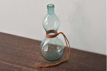 大正〜昭和初期　古い瓢箪型ガラス瓶(ひょうたん、硝子瓶、ビン)(R-044388)
