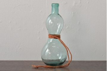 大正〜昭和初期　古い瓢箪型ガラス瓶(ひょうたん、硝子瓶、ビン)(R-044388)