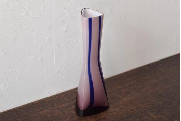 昭和初期　古いガラス花瓶(花器、和ガラス、気泡入り)(R-044389)